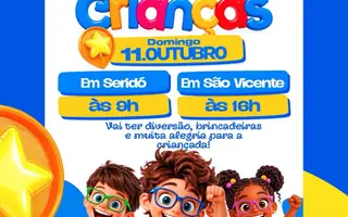 Diversão e brincadeiras para a criançada neste domingo (11) em Seridó e São Vicente