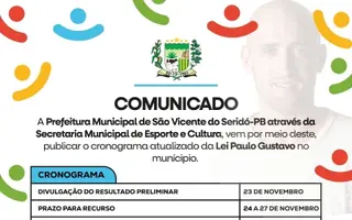 Cronograma atualizado e Modelo de Recurso, referentes à Lei Paulo Gustavo