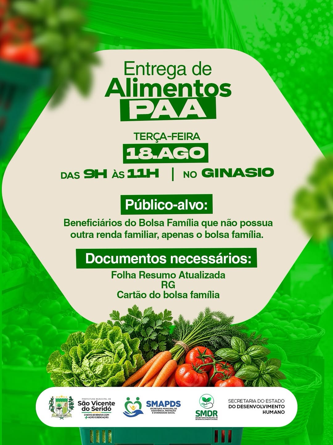 ENTREGA DOS ALIMENTOS DO PAA 💚
