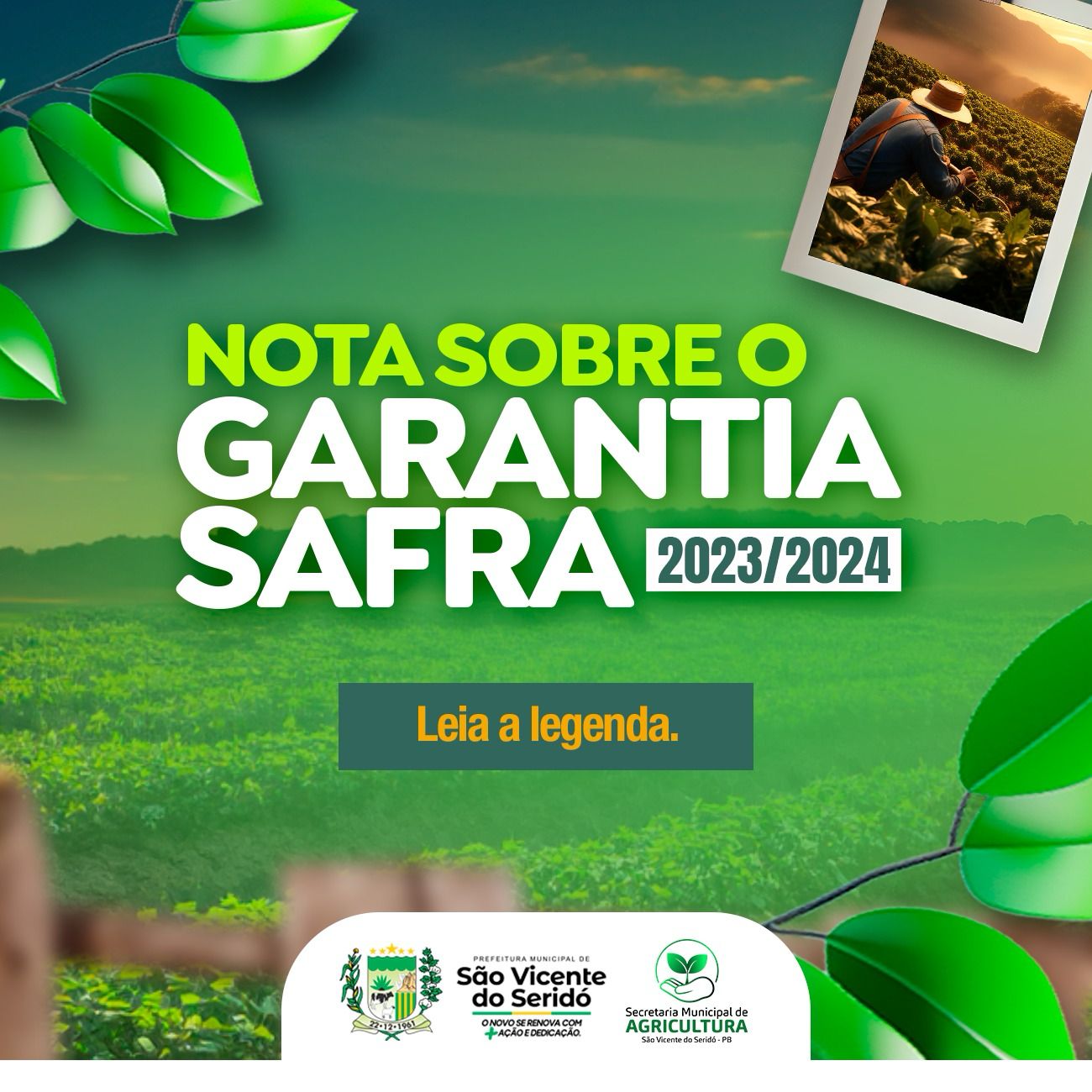 Nota importante sobre o Programa Garantia Safra