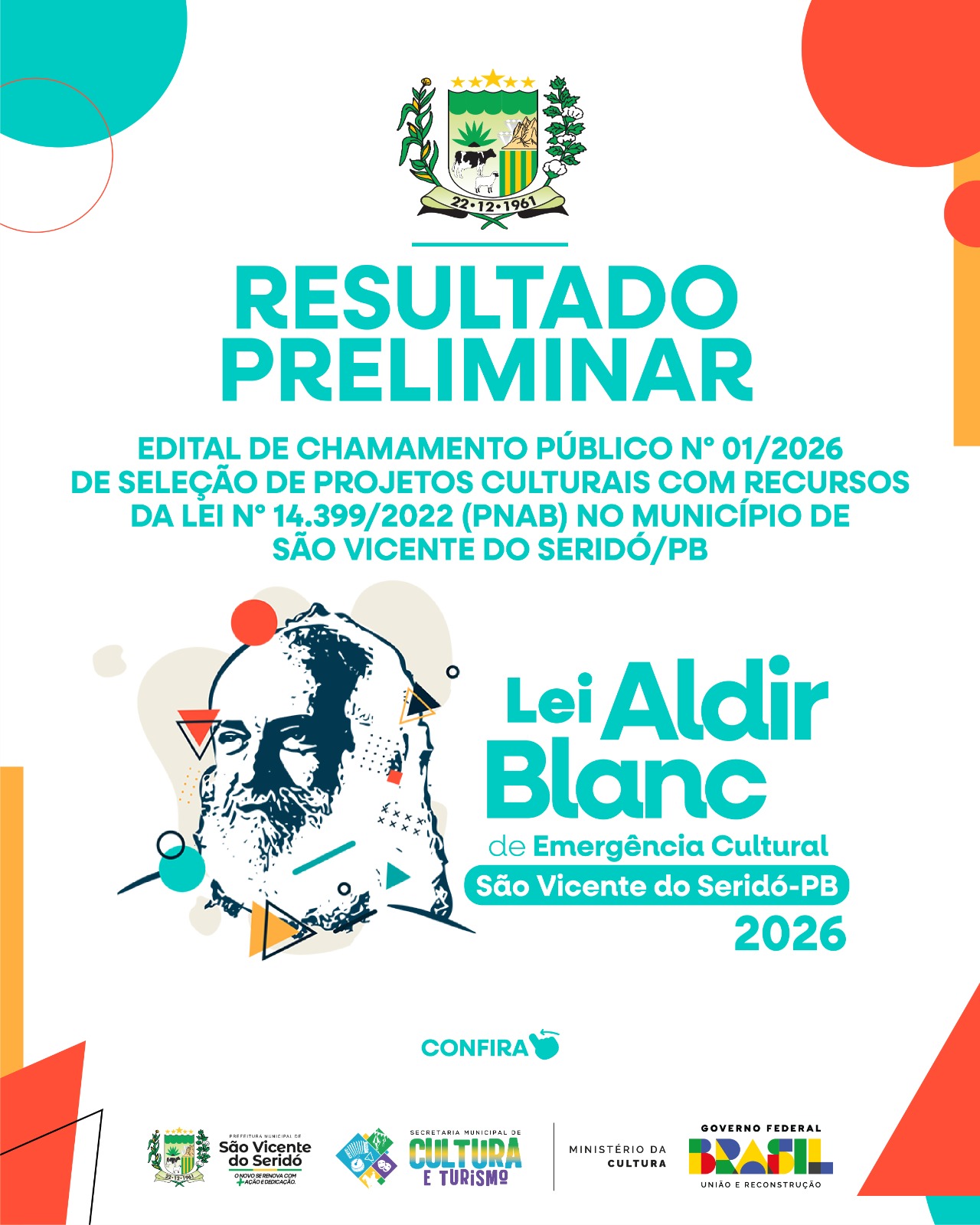 RESULTADO PRELIMINAR DA ANÁLISE DO OBJETO DA ALDIR BLANC - PNAB (LEI Nº 14.399/2022)
